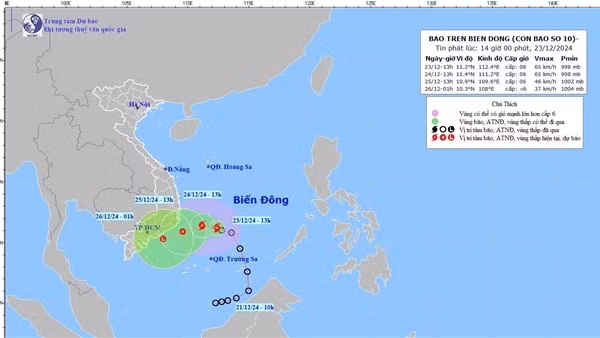 Bão số 10 hình thành trên Biển Đông, gây mưa to ở Nam Trung Bộ, TP Hồ Chí Minh