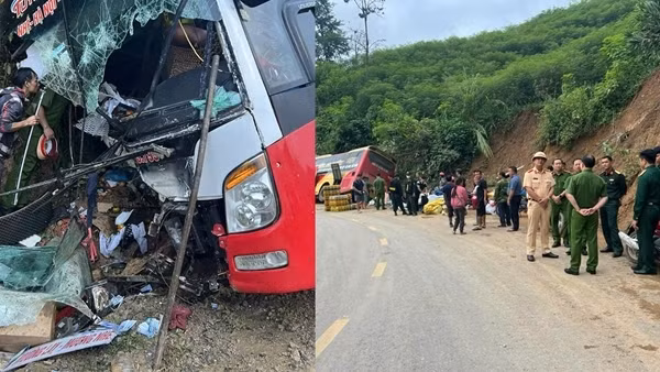 Ô tô khách mất lái đâm vào ta luy khiến 20 người thương vong