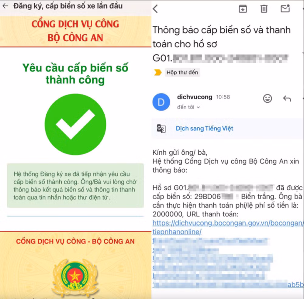 Người dân đăng ký xe thành công trên cổng dịch vụ công và VNeID -0