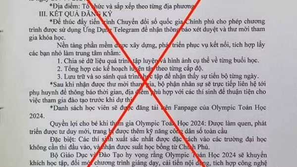 Giả mạo văn bản của Bộ GD&ĐT tổ chức thi Olympic Toán học