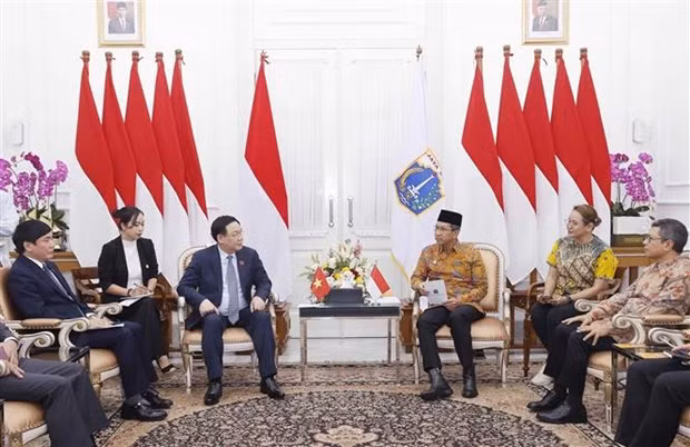Chủ tịch Quốc hội Vương Đình Huệ tiếp Thống đốc Đặc khu Thủ đô Jakarta -0