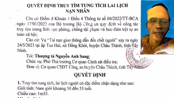 Tìm tung tích nạn nhân tử vong do TNGT