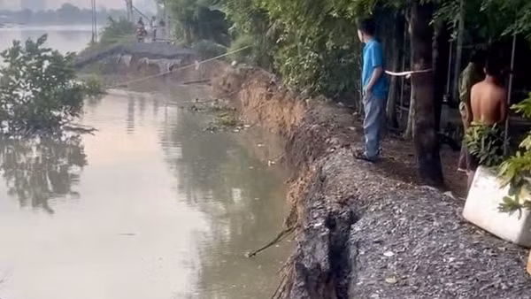 Sạt lở bờ sông, di dời khẩn cấp 4 hộ dân nhà sát sông Sài Gòn