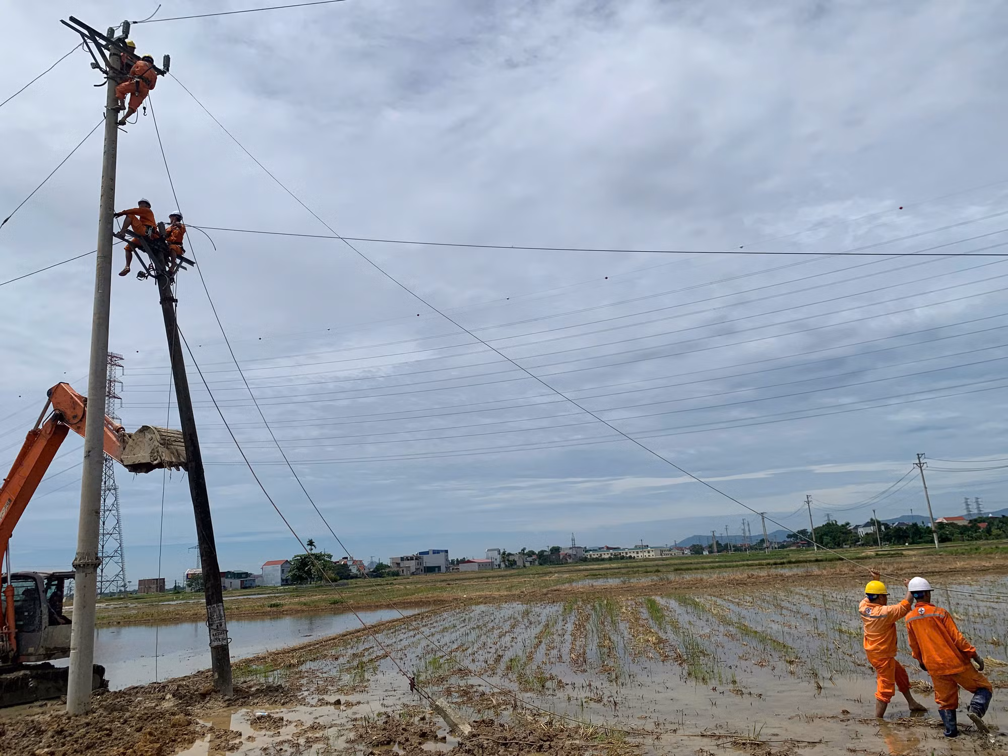 Hàng loạt cột điện ở Thanh Hoá gãy đổ sau giông lốc -0