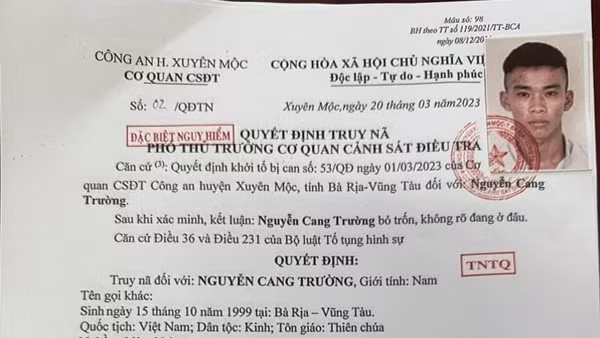 Truy nã đối tượng cướp giật tài sản đặc biệt nguy hiểm