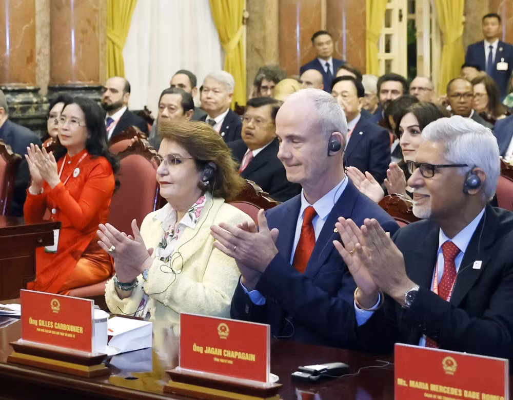 Chủ tịch nước tiếp Đoàn phong trào Chữ thập đỏ và Trăng lưỡi lưỡi liềm đỏ -0