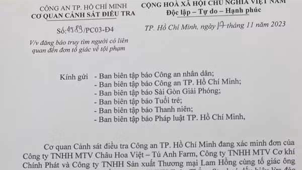 Truy tìm đối tượng liên quan việc 3 công ty tố cáo chiếm đoạt hơn nửa tỷ đồng