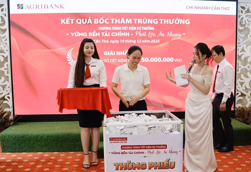 Agribank Cần Thơ bốc thăm chương trình tiết kiệm dự thưởng 