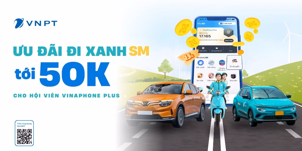VinaPhone Plus tung loạt ưu đãi di chuyển dịp cuối năm: Giảm đến 15% Xanh SM & nhận tới 400.000 đồng phí dịch vụ VETC -0