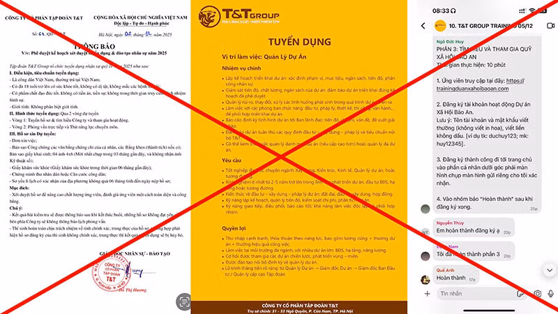 Cảnh giác trước chiêu trò giả mạo tuyển dụng T&T Group trên mạng xã hội để lừa đảo -0