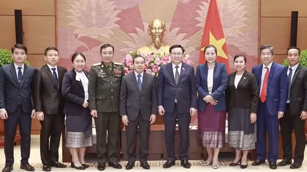 Chủ tịch Quốc hội Vương Đình Huệ tiếp Đại sứ CHDCND Lào