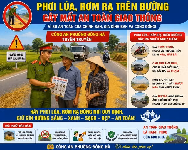 Những hiểm hoạ từ việc người dân phơi thóc trên các tuyến giao thông -0