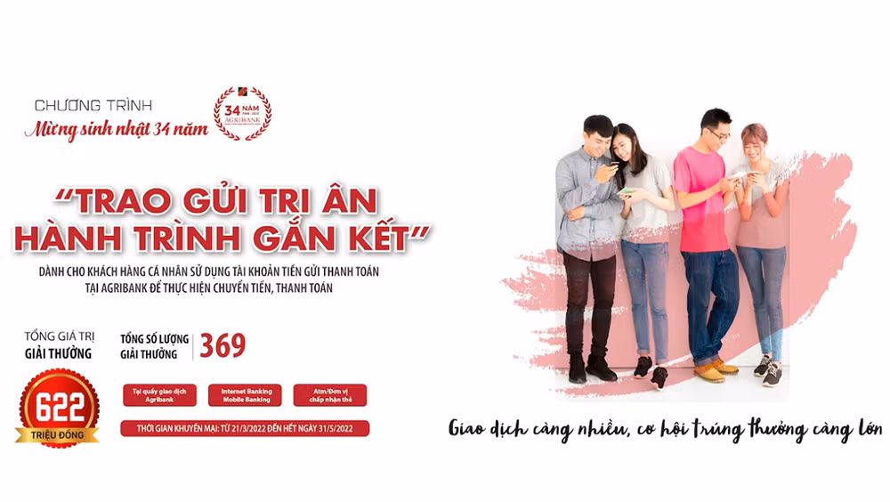 Chương trình khuyến mãi mừng sinh nhật 34 năm Agribank: “Trao gửi tri ân – Hành trình gắn kết” -0