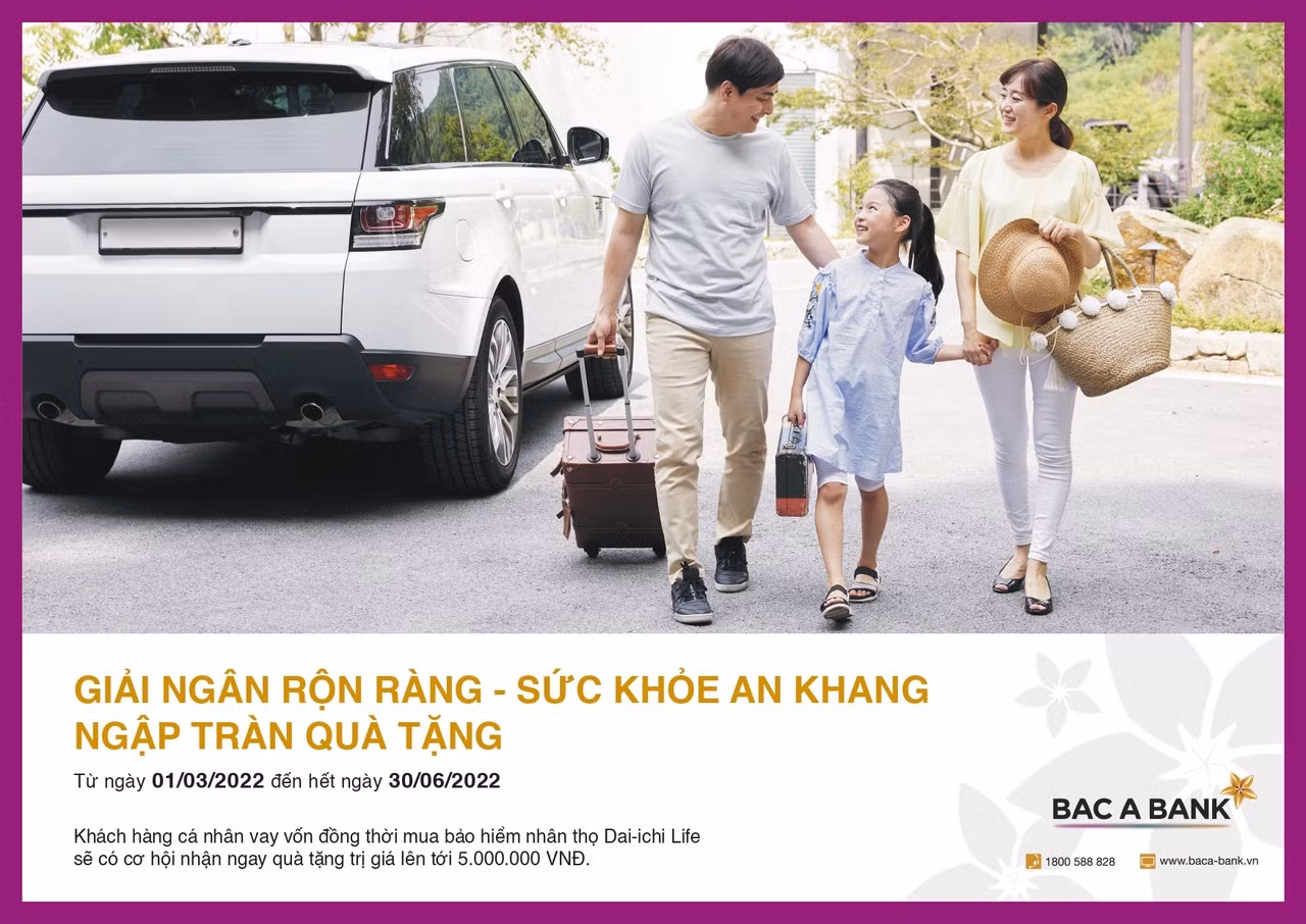 Đồng thời vay vốn và tham gia bảo hiểm tại BAC A BANK, khách hàng nhận ưu đãi lên tới 5 triệu đồng -0