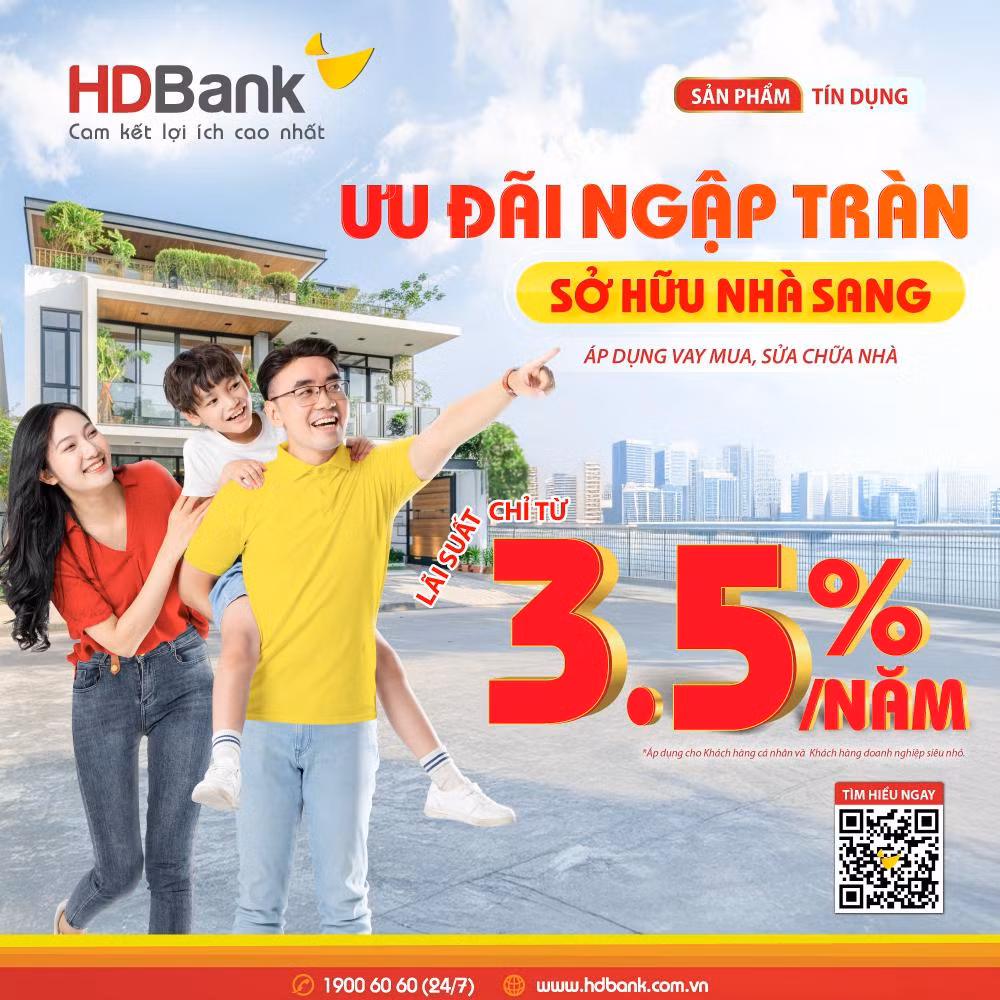 Mua nhà không khó với ưu đãi cực to tại HDBank: Lãi suất từ 3.5% với 50 năm thời hạn -0