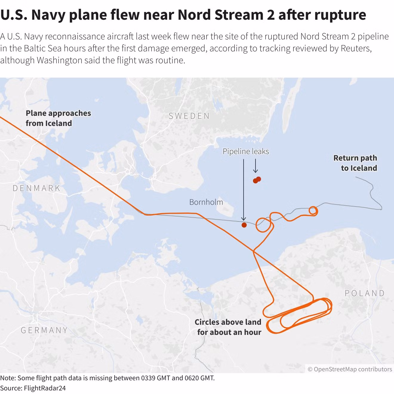 Máy bay trinh sát của Mỹ bị phát hiện bay gần nơi đường ống Nord Stream rò rỉ -0