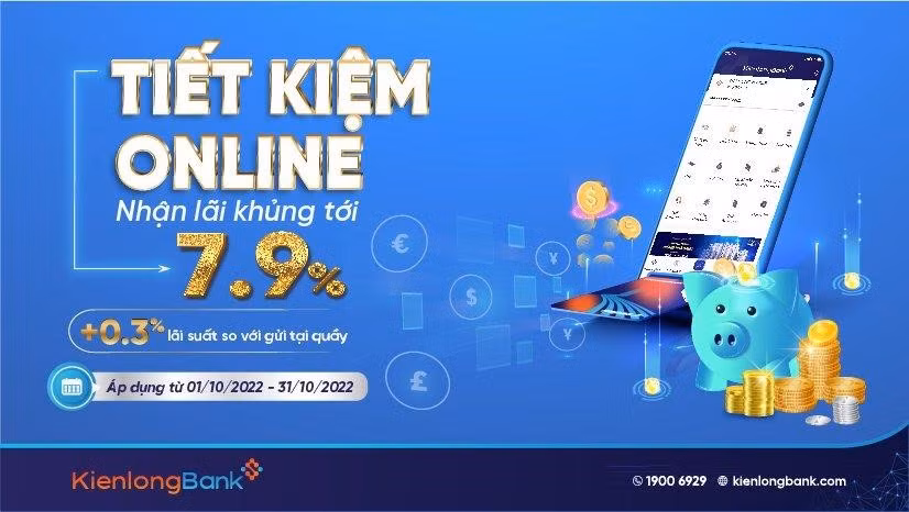 Gửi tiết kiệm online tại KienlongBank lãi suất ưu đãi đến 7,9% -0
