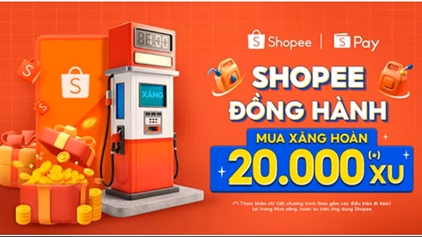 Shopee và ShopeePay triển khai chương trình “Mua Xăng, Hoàn 20.000 Xu”