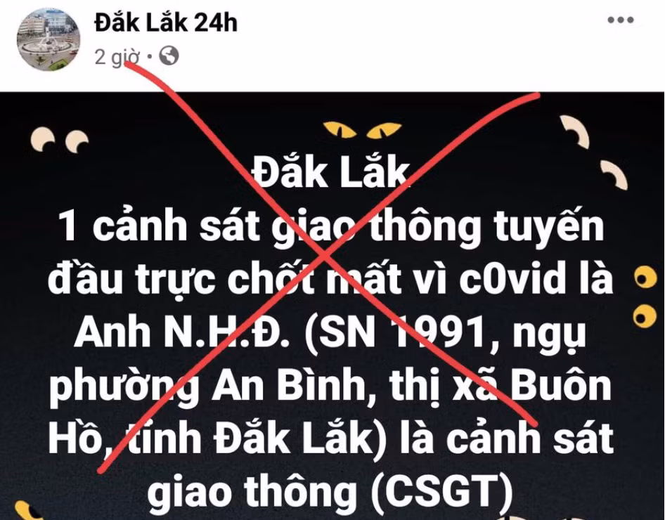 Tin “một CSGT tử vong vì mắc COVID-19” là tin đồn thất thiệt -0