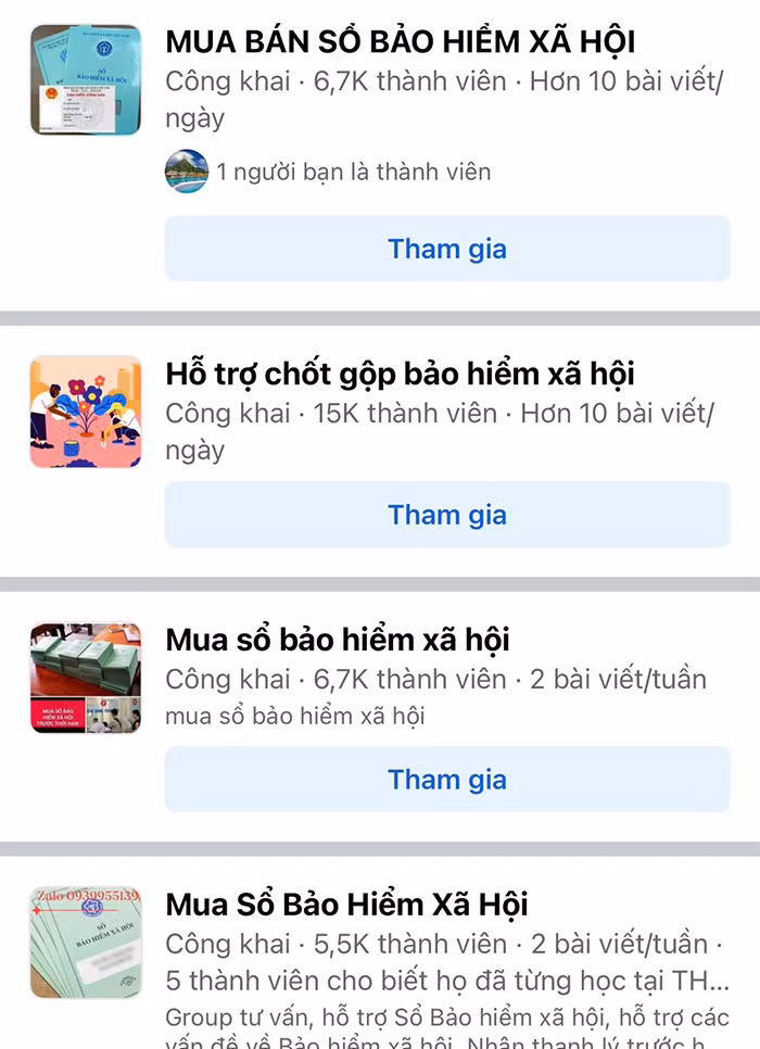 Tràn lan hội nhóm mua bán bảo hiểm xã hội -0