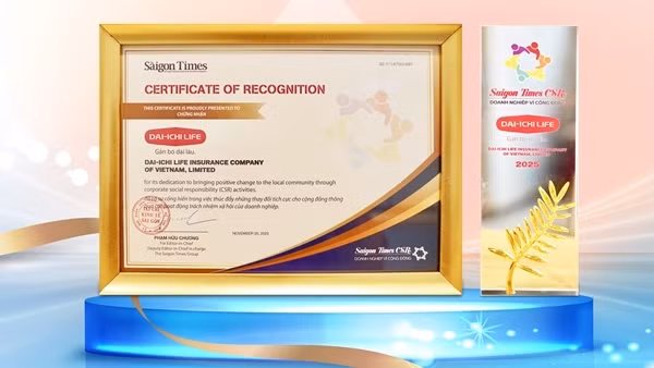 Dai-ichi Life Việt Nam được vinh danh “Doanh nghiệp vì Cộng đồng - Saigon Times CSR” lần thứ 7 liên tiếp