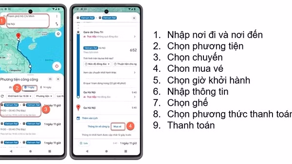 Đường sắt bán vé tàu qua bản đồ trực tuyến
