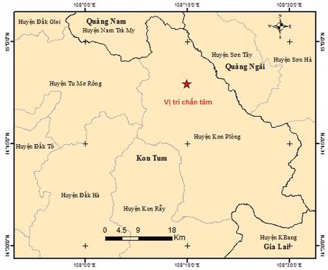 Huyện Kon Plông xuất hiện liên tiếp 8 trận động đất trong ngày -0