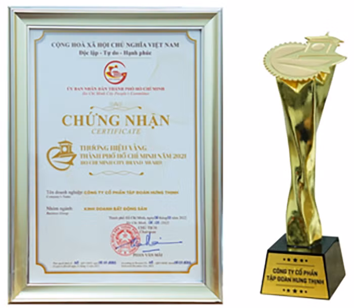 Tập đoàn Hưng Thịnh nhận giải thưởng&nbsp;Thương hiệu Vàng TP HCM 2021 -0