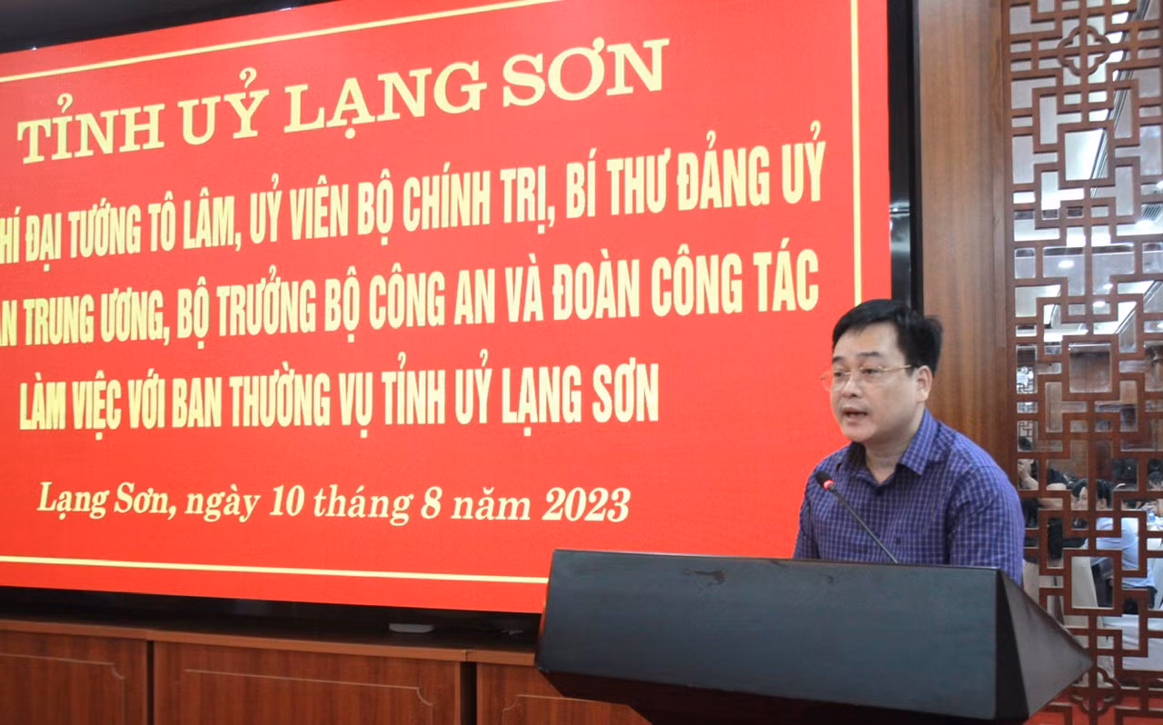 Ban Thường vụ Đảng ủy Công an Trung ương làm việc với Ban Thường vụ Tỉnh ủy Lạng Sơn -0