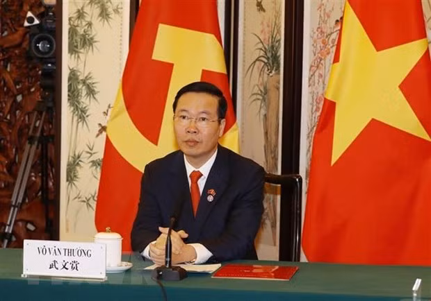 Đồng chí Võ Văn Thưởng hội đàm trực tuyến với Bí thư Ban Bí thư Trung Quốc -0
