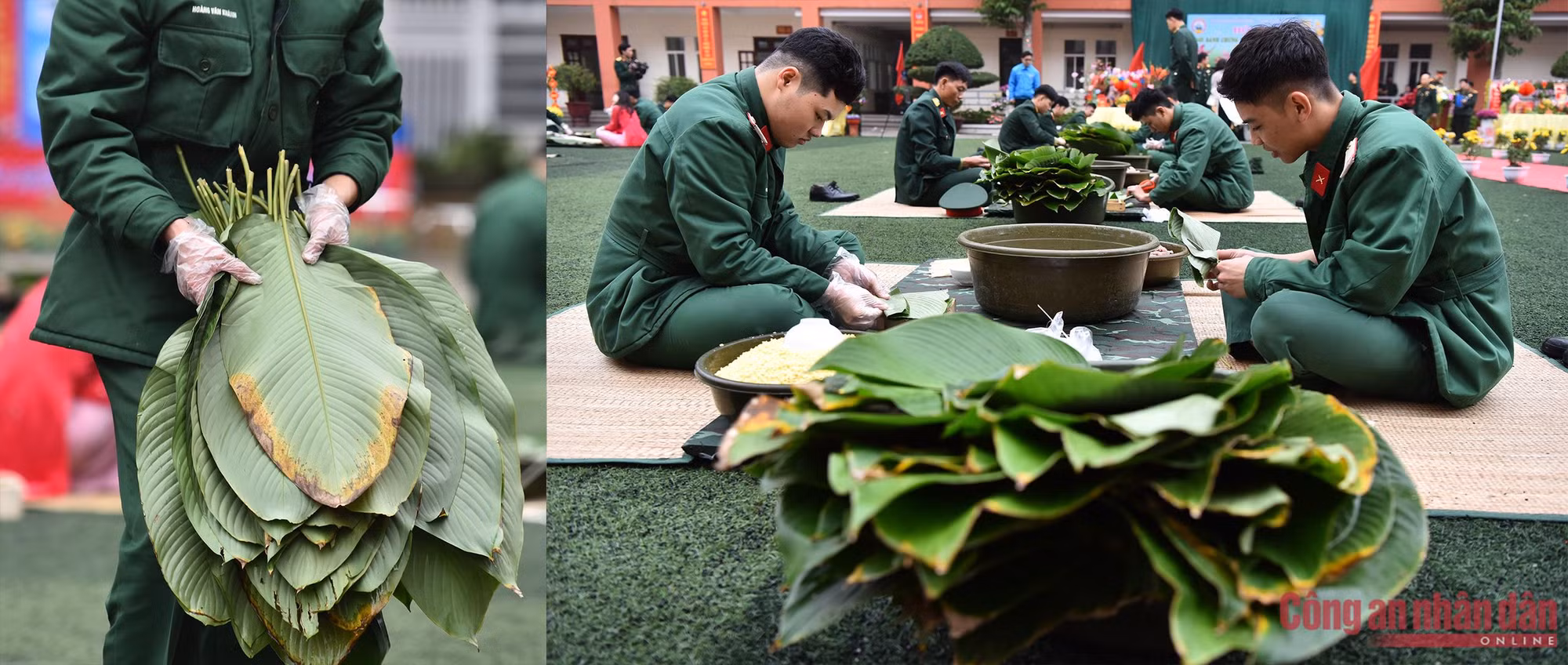 Hàng trăm&nbsp;bộ đội tham gia hội thi gói bánh chưng -0