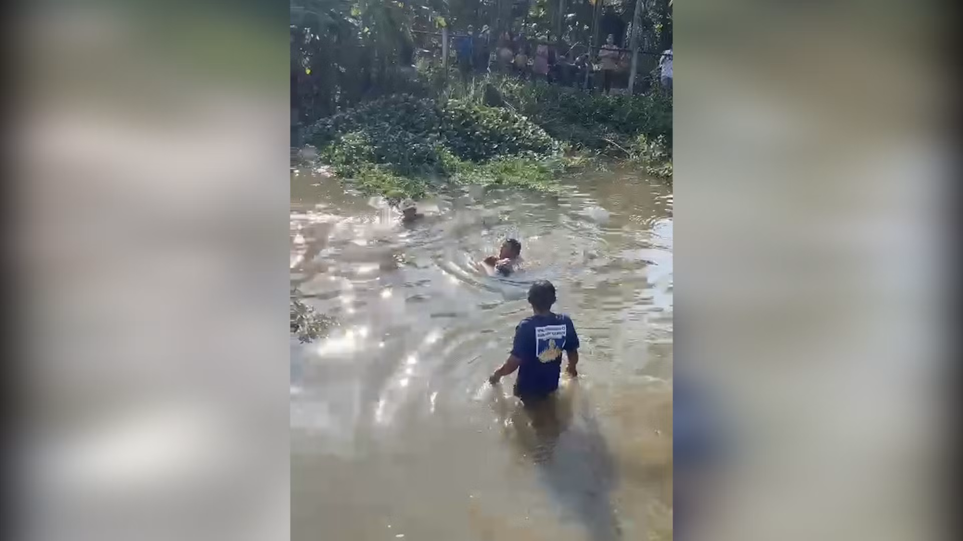 Công an xã lao xuống hồ cứu cháu bé bị đuối nước -0