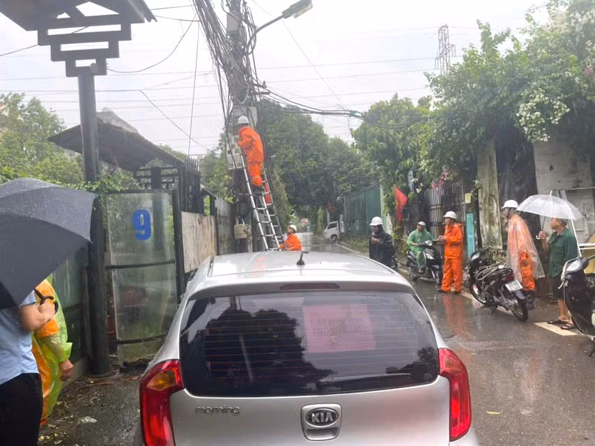 Cây đổ, nhiều khu vực tại Hà Nội mất điện -0