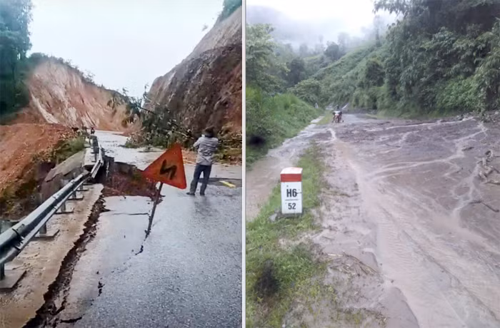 Điện Biên nhiều tuyến đường sạt lở do ảnh hưởng của cơn bão số 3 -2