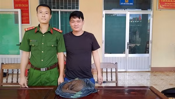 Bắt được hai con tê tê quý hiếm, người dân bàn giao cho cơ quan Công an