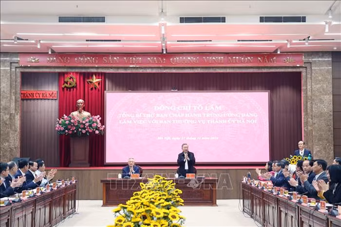 Tổng Bí thư Tô Lâm làm việc với Ban Thường vụ Thành ủy Hà Nội -0
