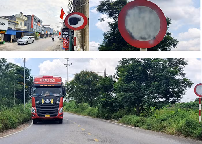 Hàng loạt biển báo hạn chế tải trọng xe ở Hải Phòng bị phá hoại -0