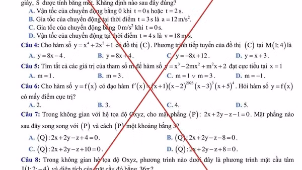 Đề minh họa thi tốt nghiệp THPT lan truyền trên mạng là giả mạo