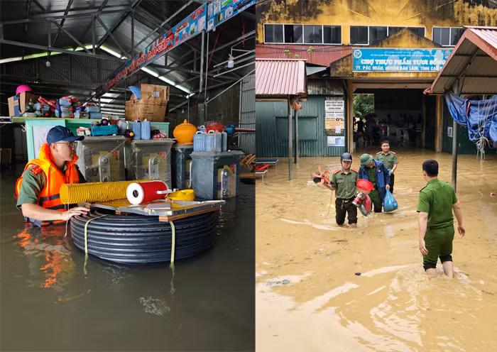 Công an huyện Bảo Lâm, Bảo Lạc hỗ trợ người dân khắc phục hậu quả thiên tai lũ lụt -5