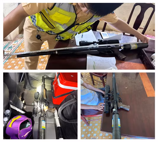 Mang súng hơi đi trên đường thì gặp Công an, bị phạt 15 triệu đồng -0
