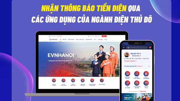 Nhận thông báo tiền điện tự động qua hệ sinh thái chăm sóc khách hàng EVNHANOI
