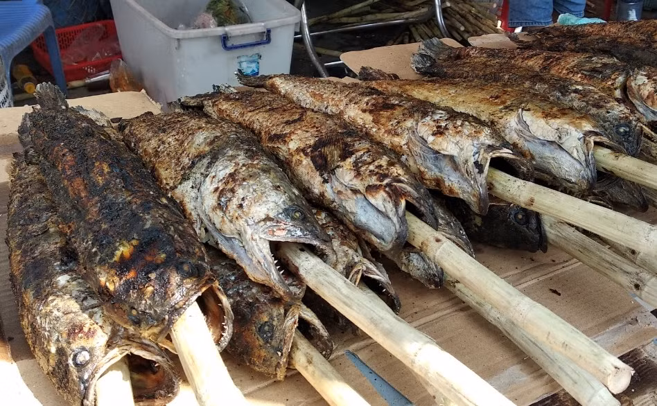 “Ngợp” khói, ngợp mùi cá lóc nướng ngày vía Thần Tài -2