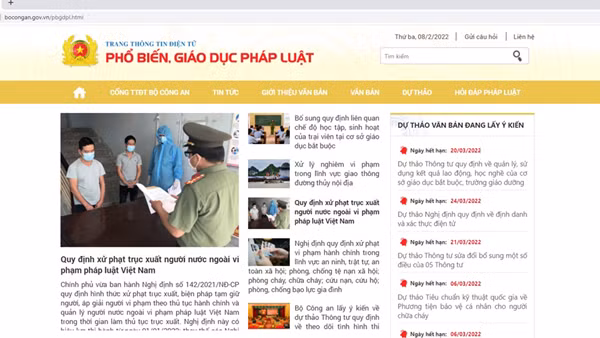 Bộ Công an ra mắt trang thông tin điện tử phổ biến, giáo dục pháp luật