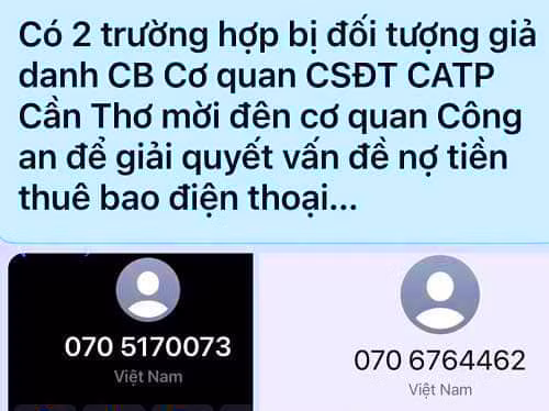 Công an TP Cần Thơ thông tin thủ đoạn giả danh cán bộ, điều tra viên để lừa đảo -0