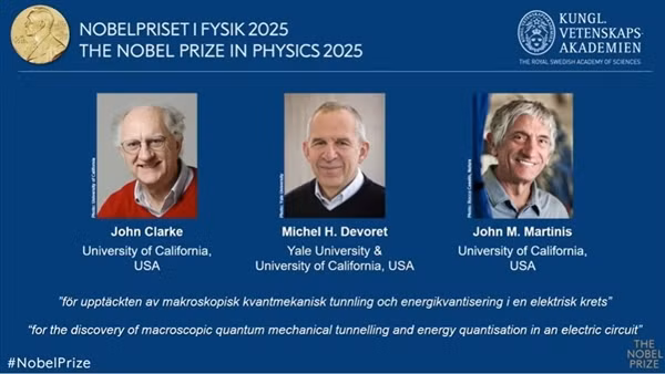 Nobel Vật lý 2025 vinh danh ba nhà khoa học tiên phong trong lĩnh vực lượng tử