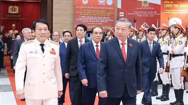 Các đồng chí lãnh đạo chủ chốt của Đảng, Nhà nước dự Đại hội đại biểu Đảng bộ Công an Trung ương lần thứ VIII