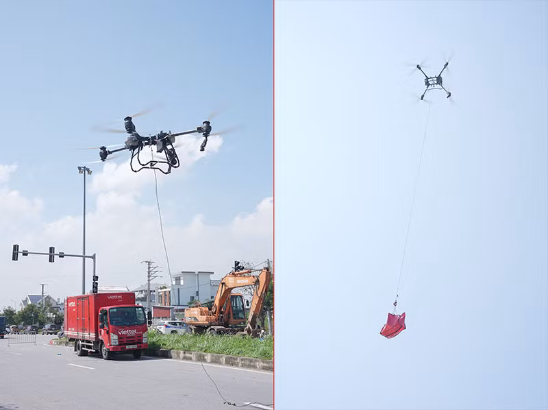 Viettel triển khai drone cứu trợ đồng bào vùng lũ Thái Nguyên -0
