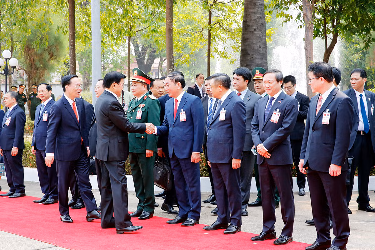 Lễ đón chính thức Chủ tịch nước Võ Văn Thưởng thăm hữu nghị Lào -0