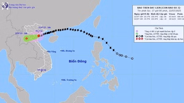 Tâm bão số 3 vẫn mạnh cấp 8, giật cấp 10 tại Ninh Bình - Thanh Hoá
