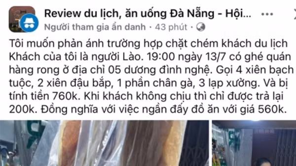 Xử phạt chủ quầy hàng rong tại Đà Nẵng “chặt chém” du khách Lào